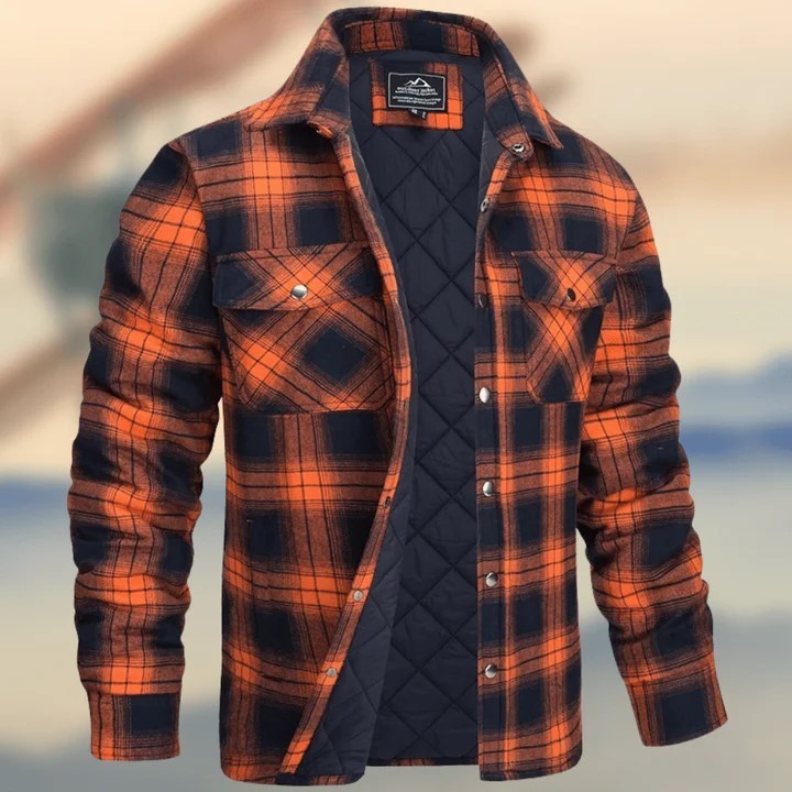 Casual long sleeved lapel plaid thickened shirt fashion trend jacket