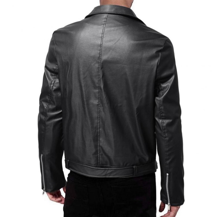 Casual leather suit, slim fitting motorcycle leather, fashionable and trendy jacket