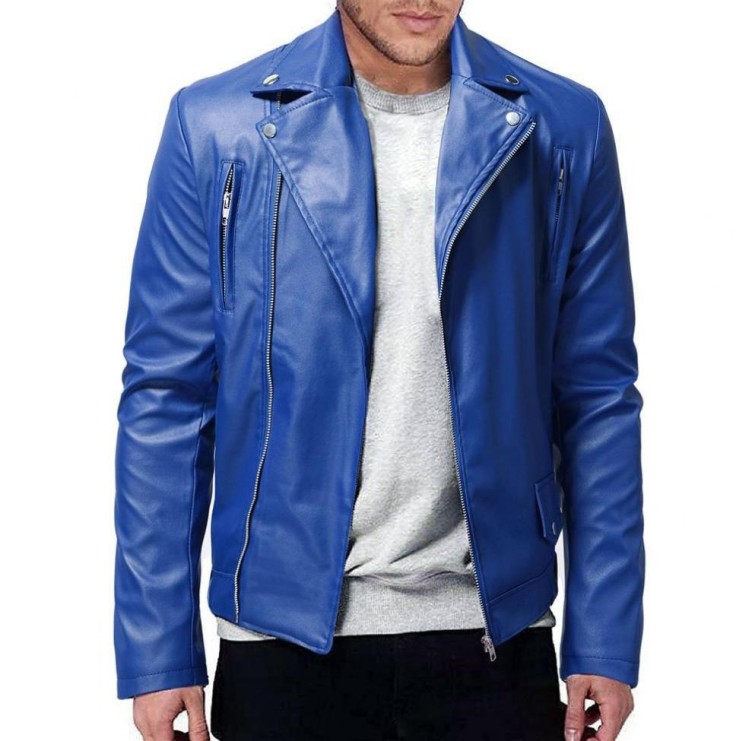 Casual leather suit, slim fitting motorcycle leather, fashionable and trendy jacket
