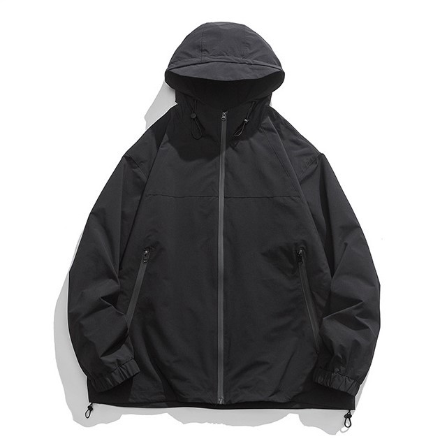 Solid Vintage Charge Coat Zip Pocket Hooded Casual Trendy Jacket