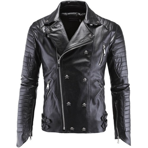 High end boutique punk Kari motorcycle leather jacket Harley leather trend jacket