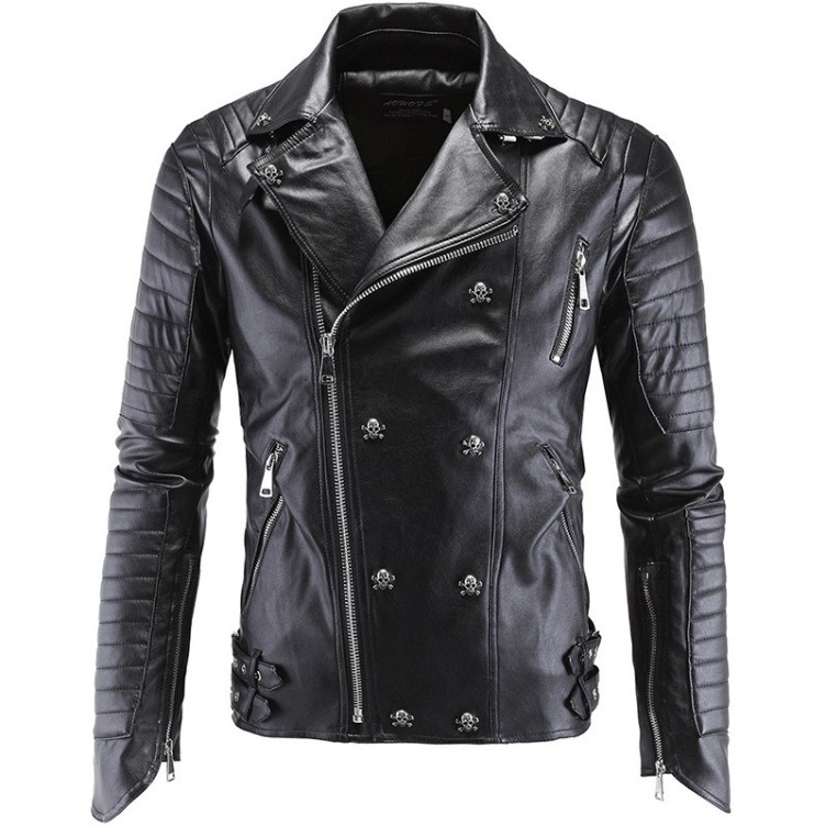 High end boutique punk Kari motorcycle leather jacket Harley leather trend jacket