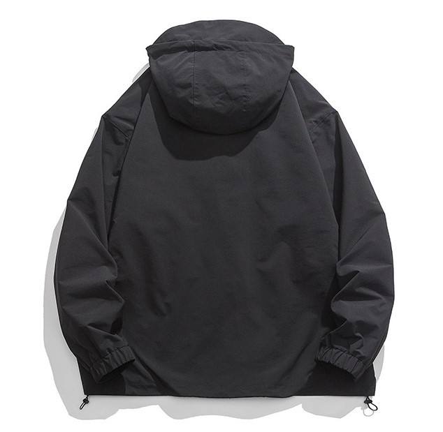Solid Vintage Charge Coat Zip Pocket Hooded Casual Trendy Jacket
