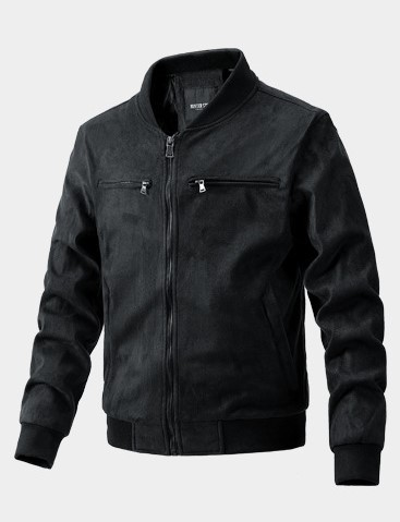 Casual standing collar slim fitting suede men's fashion trend jacket
