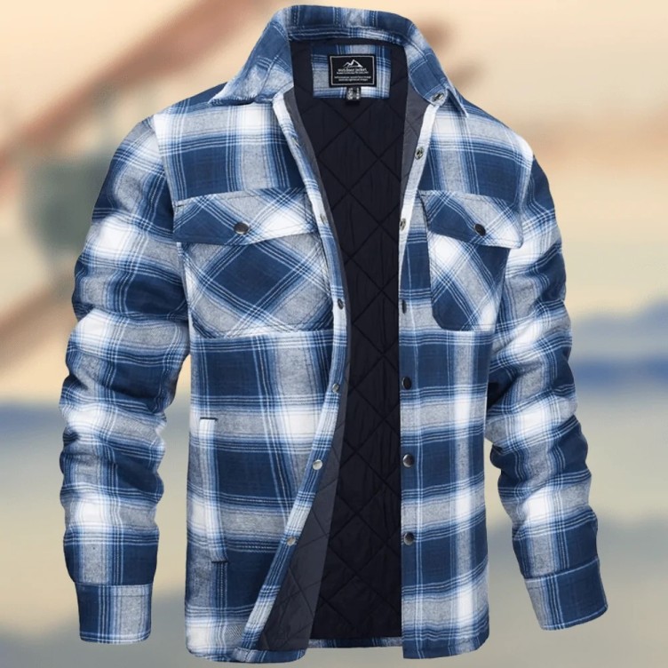 Casual long sleeved lapel plaid thickened shirt fashion trend jacket