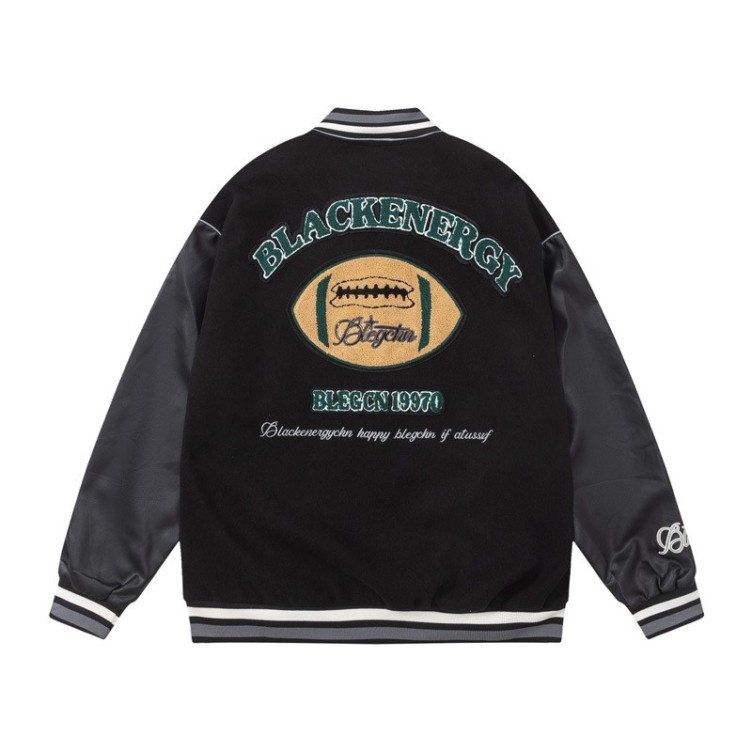 Vintage Street Rugby Flocking Embroidered Baseball Coat Fashion Brand Jacket