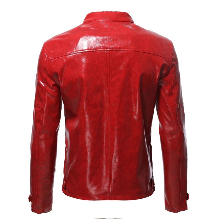 Standing collar slim fitting zipper short jacket fashion trend jacket