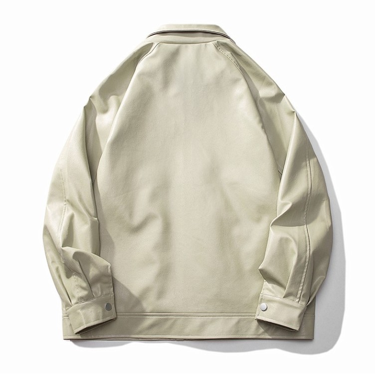 PU leather jacket versatile hip-hop minimalist pocket motorcycle suit trend loose casual jacket