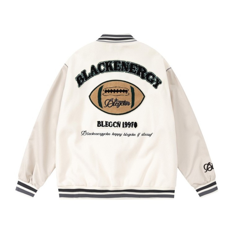 Vintage Street Rugby Flocking Embroidered Baseball Coat Fashion Brand Jacket