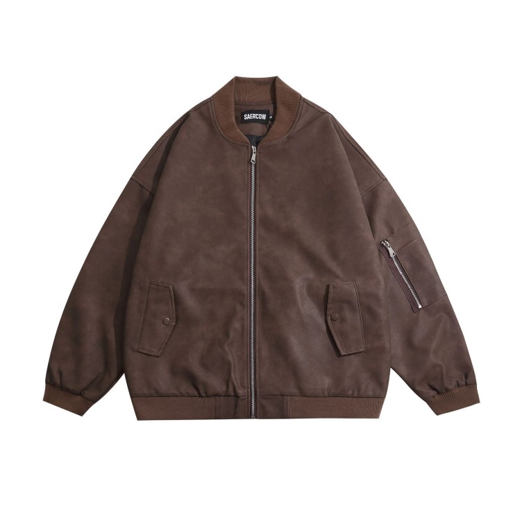 High street design PU leather casual fashion trend jacket