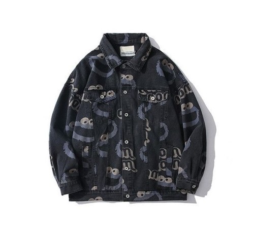 Cartoon anime full print graffiti jacket Loose fashion trend denim jacket