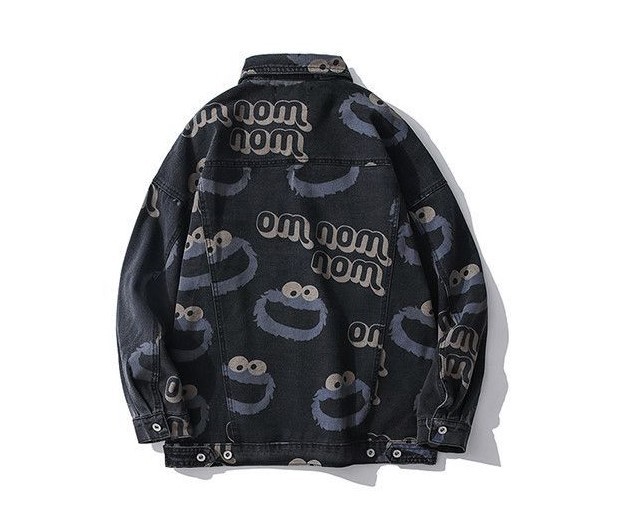 Cartoon anime full print graffiti jacket Loose fashion trend denim jacket
