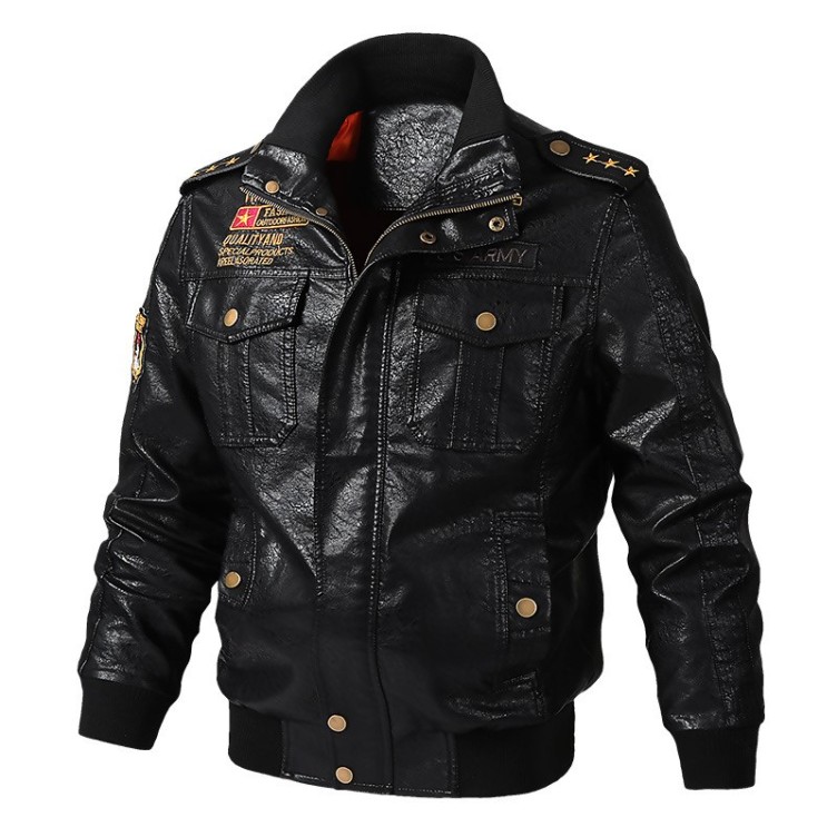 Leather casual motorcycle jacket Fashion trend jacket