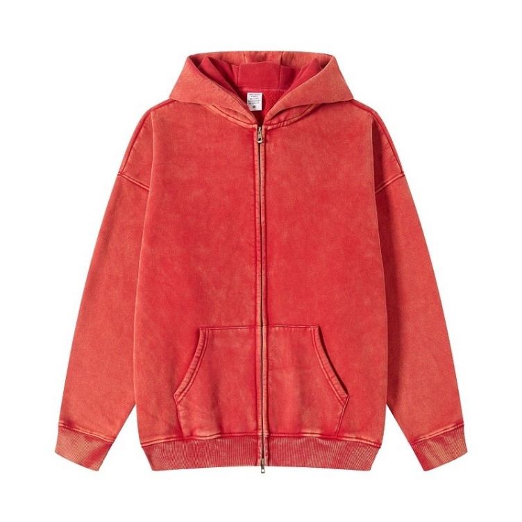 Hip Hop Double Zip Cardigan Casual Loose Fashion Trend Thickened Hoodie