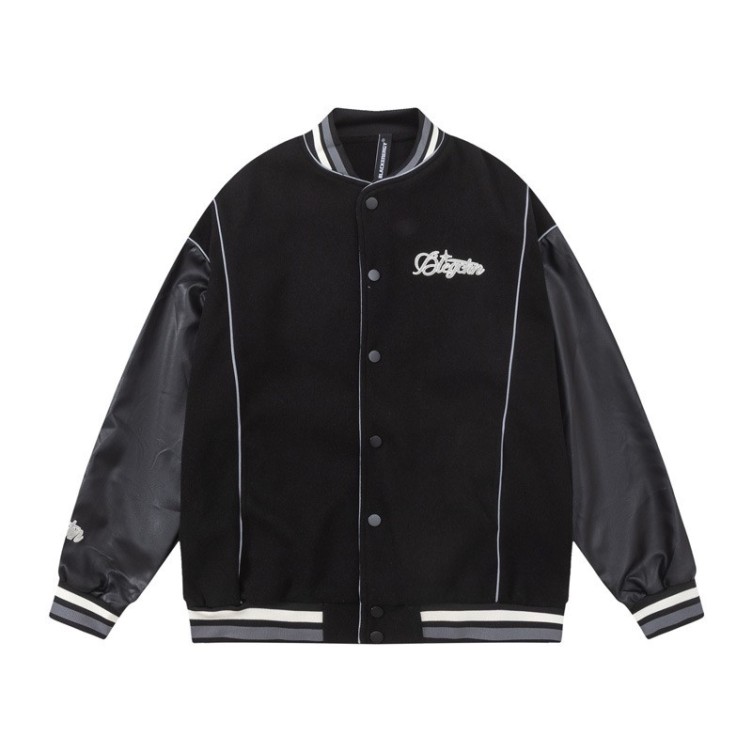 Vintage Street Rugby Flocking Embroidered Baseball Coat Fashion Brand Jacket