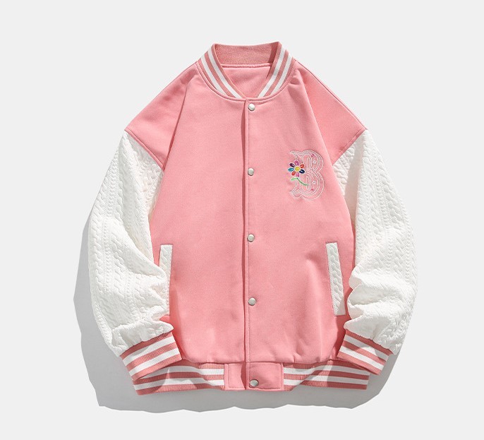 Street color contrast patchwork baseball suit trend loose print casual jacket