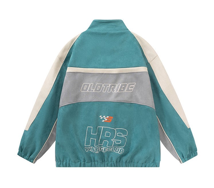 Trendy suede stitching stand collar street hip-hop trendy jacket