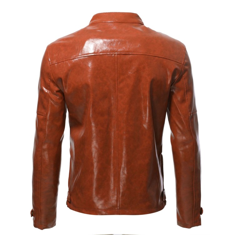Standing collar slim fitting zipper short jacket fashion trend jacket