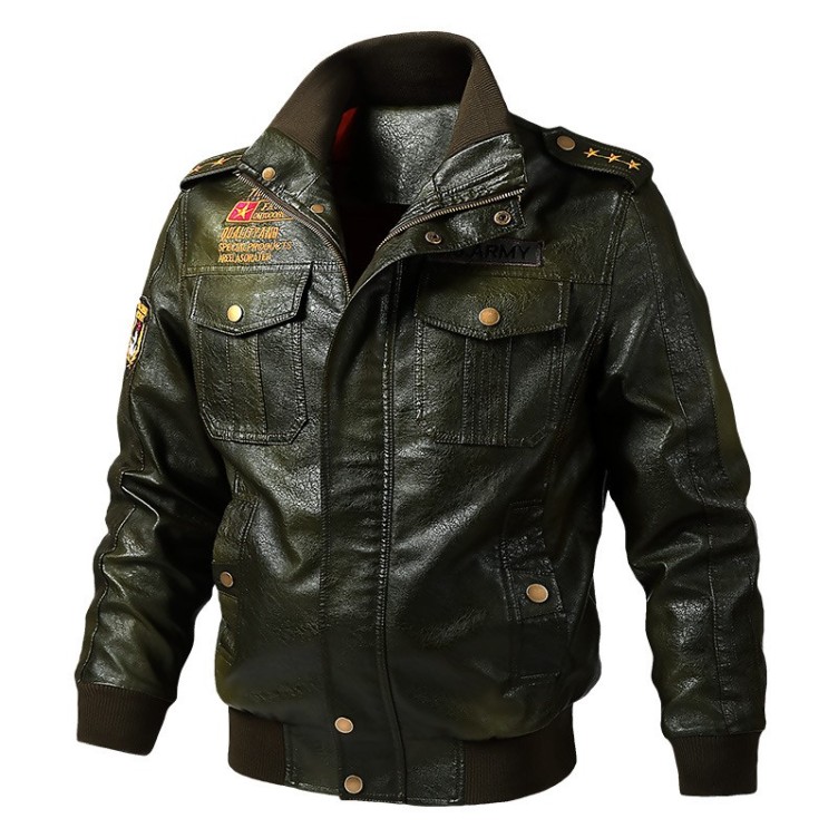 Leather casual motorcycle jacket Fashion trend jacket