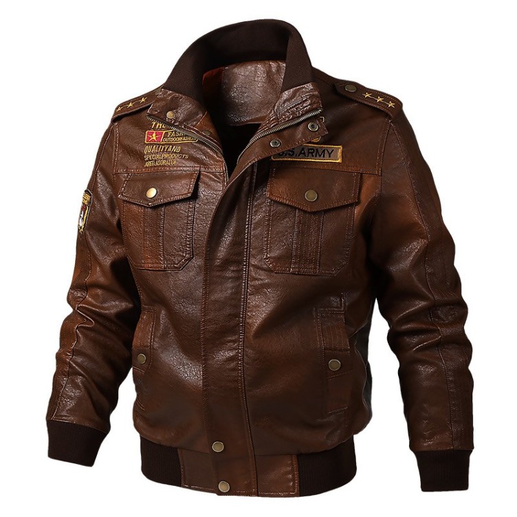 Leather casual motorcycle jacket Fashion trend jacket