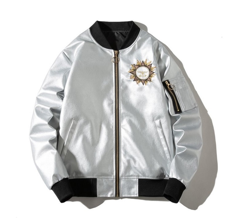 European and American trend PU leather jacket hip-hop motorcycle jacket with cotton thickened baseball jacket