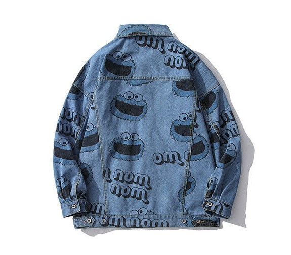 Cartoon anime full print graffiti jacket Loose fashion trend denim jacket