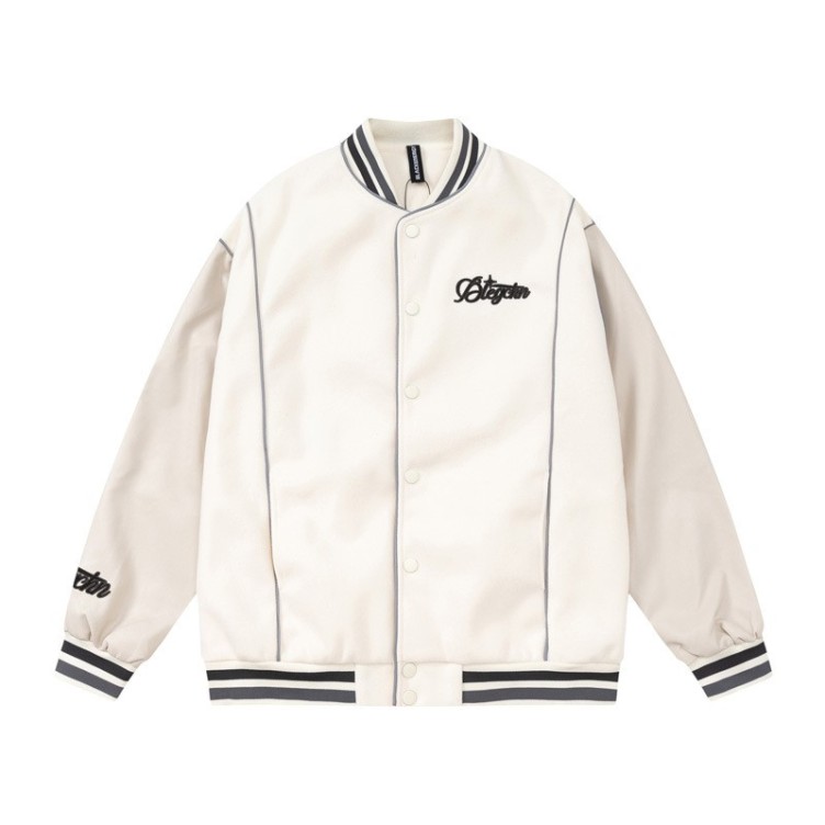 Vintage Street Rugby Flocking Embroidered Baseball Coat Fashion Brand Jacket