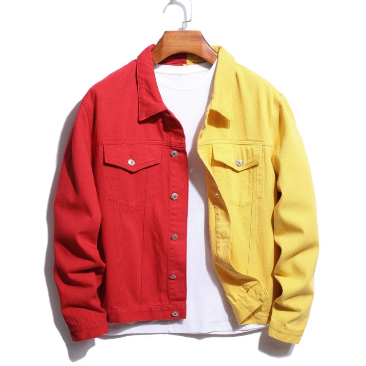 Spliced two tone casual fashion trend denim jacket