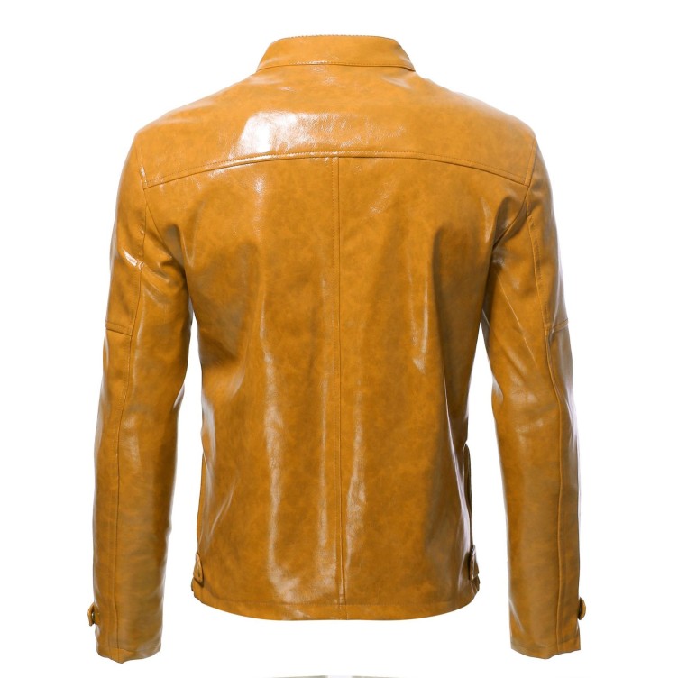 Standing collar slim fitting zipper short jacket fashion trend jacket