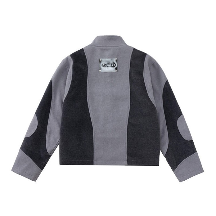 High street design, felt woolen patchwork, loose fitting jacket, casual trend jacket