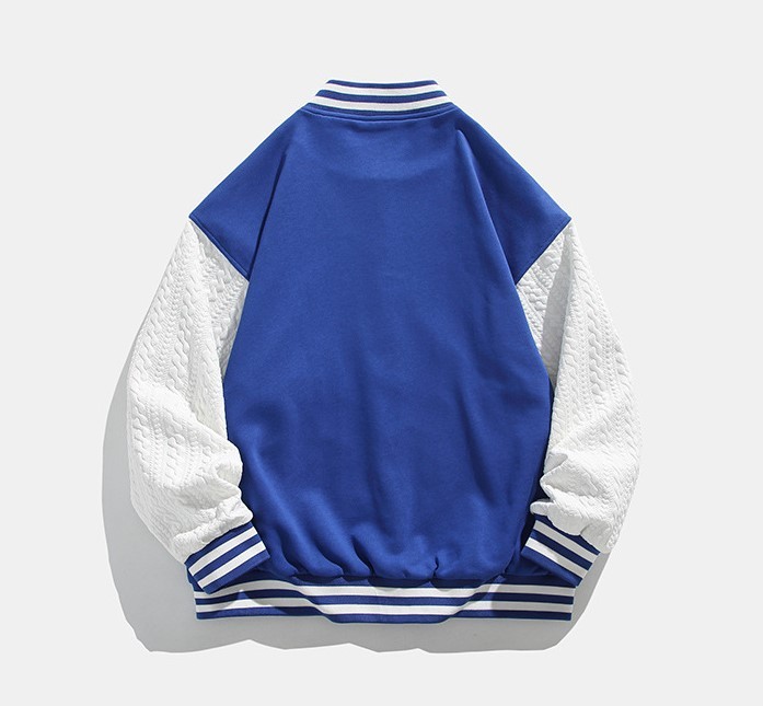 Street color contrast patchwork baseball suit trend loose print casual jacket