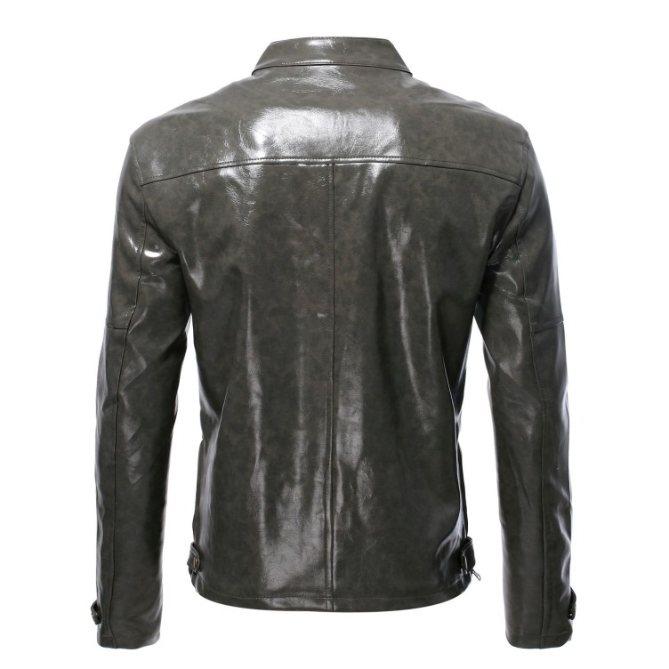 Standing collar slim fitting zipper short jacket fashion trend jacket