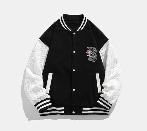 Street color contrast patchwork baseball suit trend loose print casual jacket