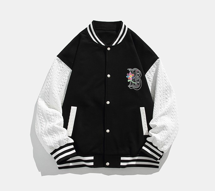 Street color contrast patchwork baseball suit trend loose print casual jacket