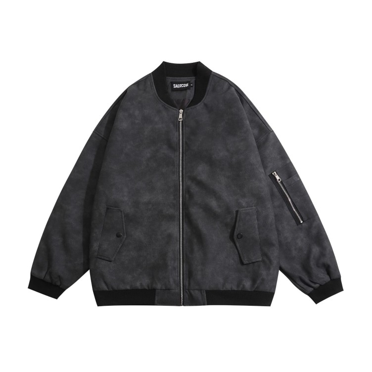 High street design PU leather casual fashion trend jacket