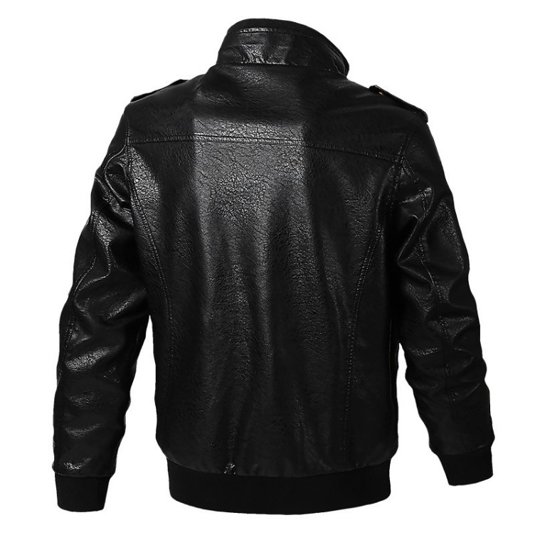 Leather casual motorcycle jacket Fashion trend jacket