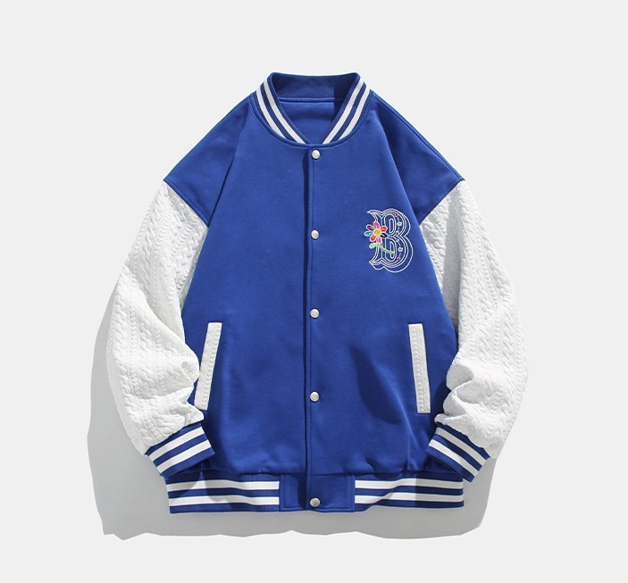 Street color contrast patchwork baseball suit trend loose print casual jacket