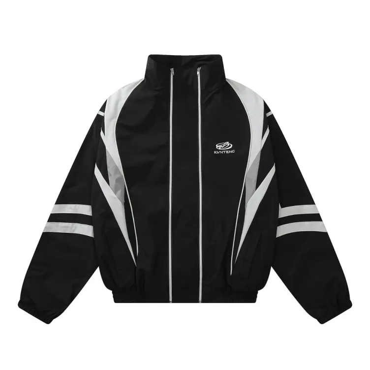 Personalized color blocking zipper loose standing neck fashion trend jacket