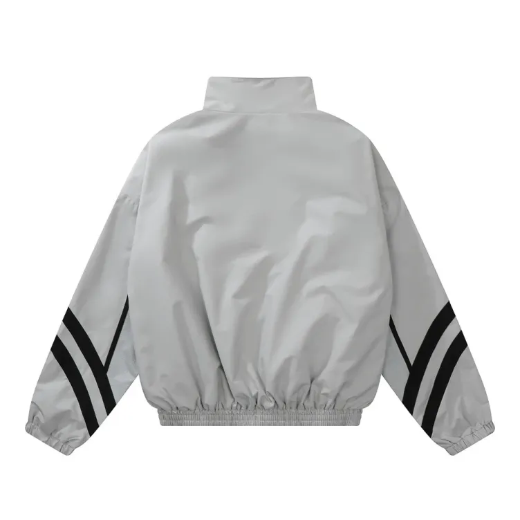 Personalized color blocking zipper loose standing neck fashion trend jacket
