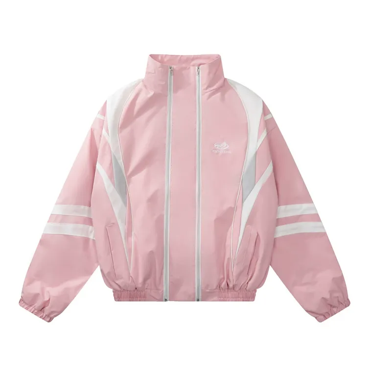 Personalized color blocking zipper loose standing neck fashion trend jacket