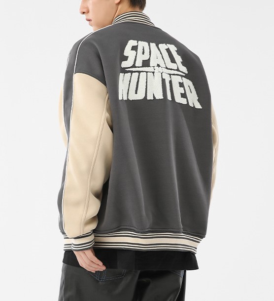 Contrast color baseball jersey minimalist towel loop letter trendy jacket