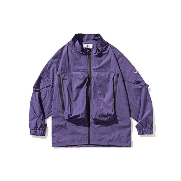 Retro Large Pocket Stand up Neck Unisex Charge Coat Jacket