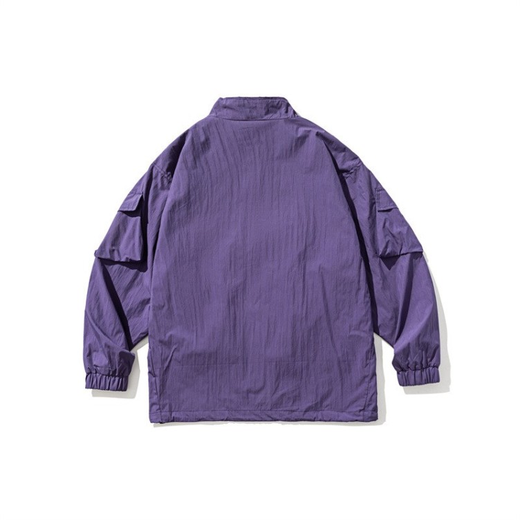 Retro Large Pocket Stand up Neck Unisex Charge Coat Jacket