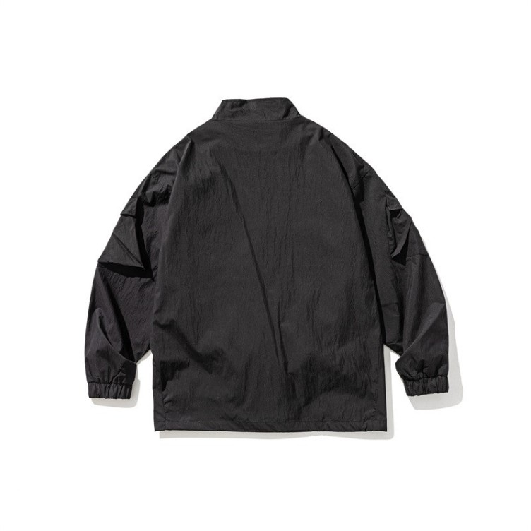 Retro Large Pocket Stand up Neck Unisex Charge Coat Jacket