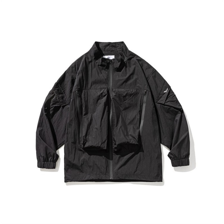 Retro Large Pocket Stand up Neck Unisex Charge Coat Jacket