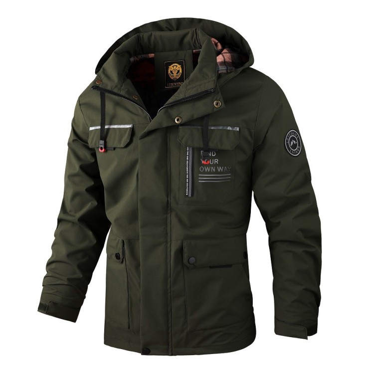 Loose fitting casual hooded fashion trend business jacket