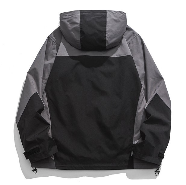 Retro Charge Coat Multi Pocket Contrast Hooded Casual Trendy Jacket