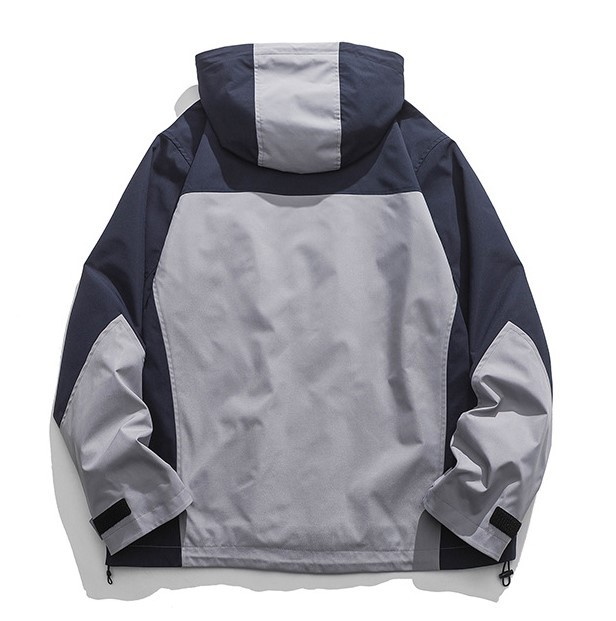 Retro Charge Coat Multi Pocket Contrast Hooded Casual Trendy Jacket