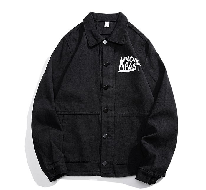 Black denim versatile casual trend denim jacket