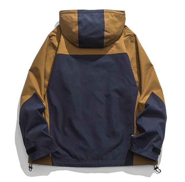 Retro Charge Coat Multi Pocket Contrast Hooded Casual Trendy Jacket